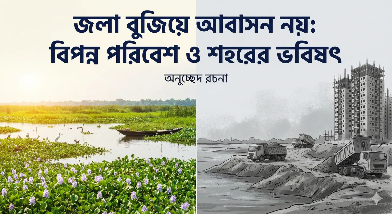 জলা বুজিয়ে আবাসন নয়: পরিবেশের চরম সংকট | প্রতিবেদন রচনা