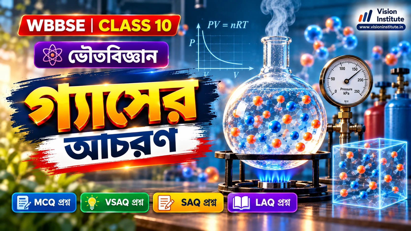 গ্যাসের আচরণ (Behavior of Gases) Class 10 Physical Science Notes - Vision Institute