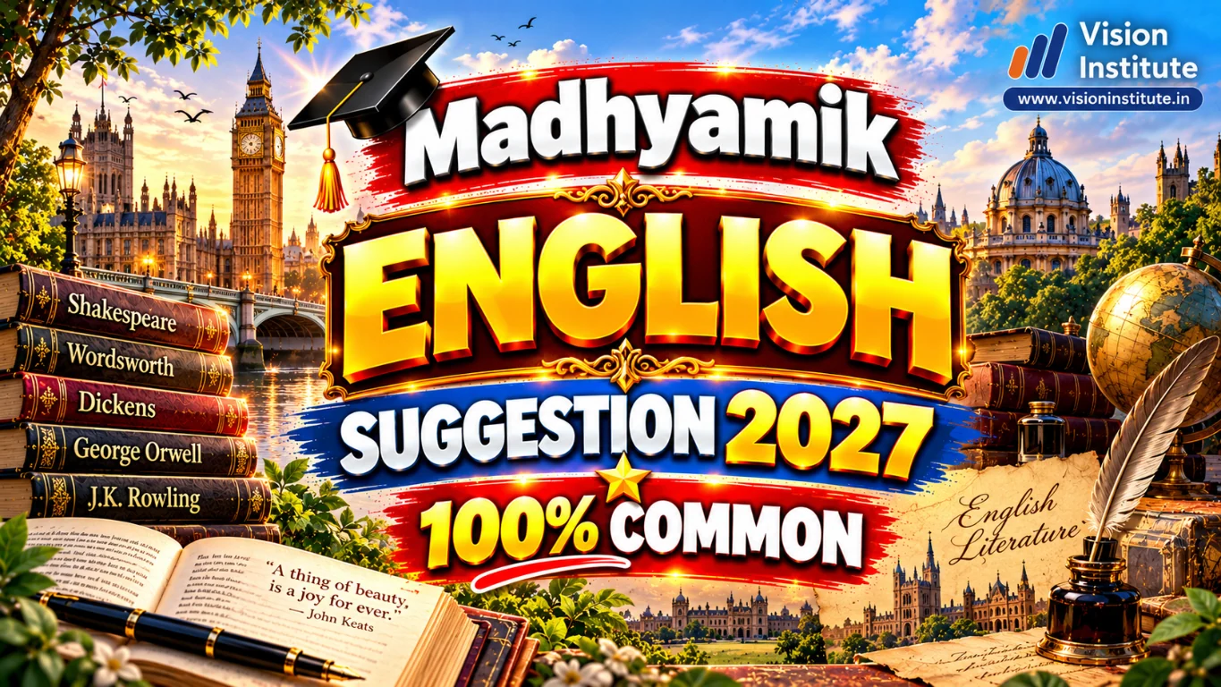 Madhyamik English Suggestion 2027 study poster with classic English literature books