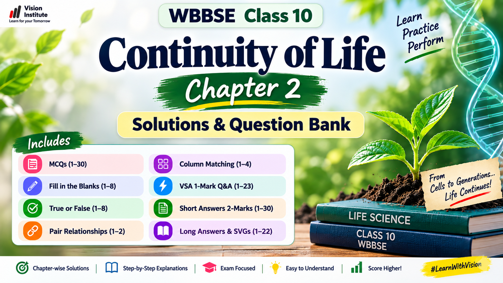 WBBSE Class 10 Continuity of Life Chapter 2 Solutions & Question Bank - Vision Institute