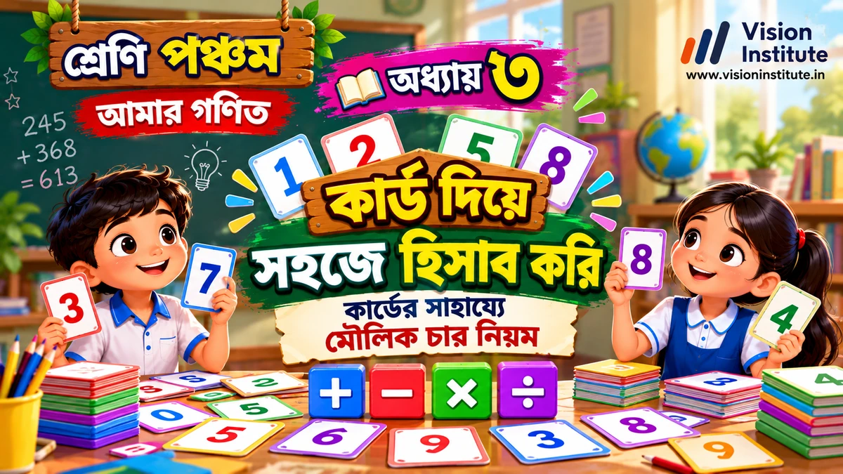WBBSE Class 5 Math Chapter 3 কার্ড দিয়ে সহজে হিসাব করি সমাধান | আমার গণিত | Vision Institute