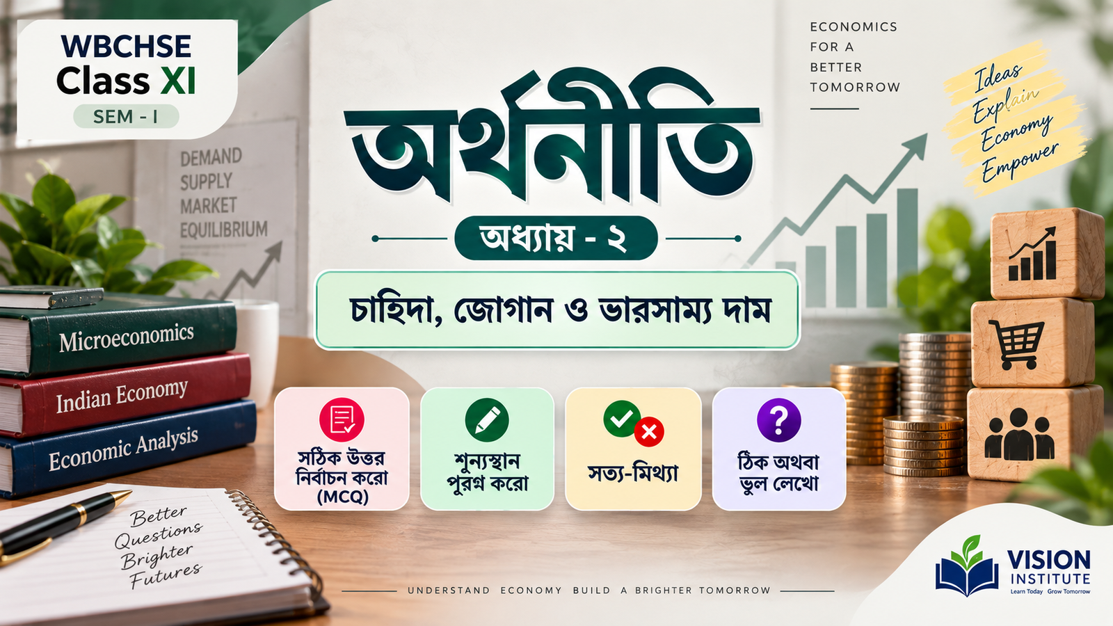 WBCHSE Class 11 Economics Chapter 2 চাহিদা, জোগান ও ভারসাম্য দাম Cover Thumbnail