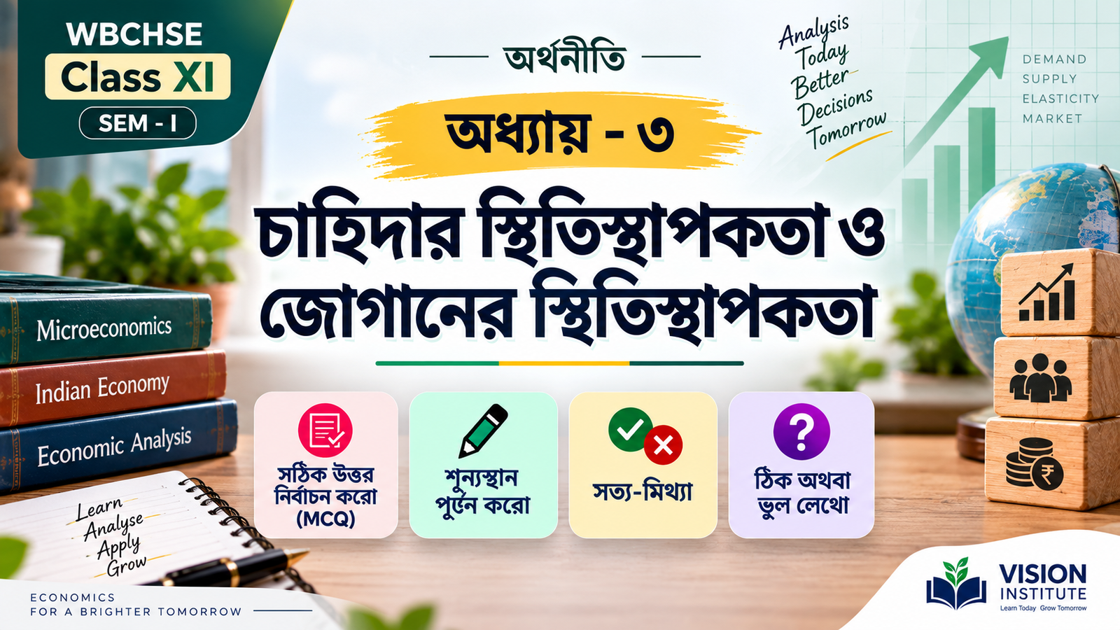 WBCHSE Class 11 Economics Chapter 3 চাহিদার স্থিতিস্থাপকতা ও জোগানের স্থিতিস্থাপকতা Cover Thumbnail