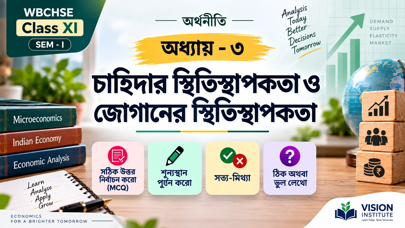 WBCHSE Class 11 Economics Chapter 3 চাহিদার স্থিতিস্থাপকতা ও জোগানের স্থিতিস্থাপকতা Solved - Vision Institute